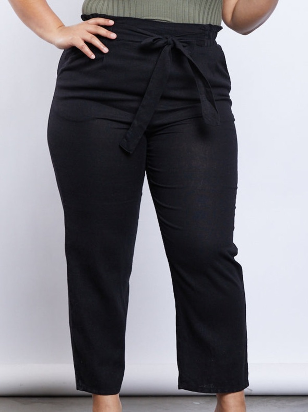 Reitmans Black Paperbag Waist Tie Pants